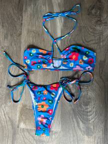 Zaful Never Worn-  Blue Flower Bikini