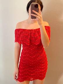 Red lace dress