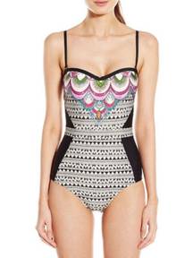 Maharaji Border Bandeau One Piece Swimsuit NWT