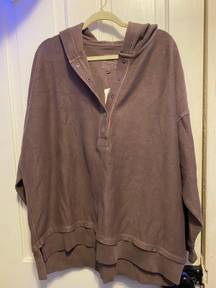 henley hoodie brown L