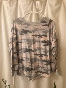 Brand Lightweight Pink and Grey Camouflage Sweater - Women’s M