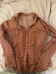 silk patterned button up