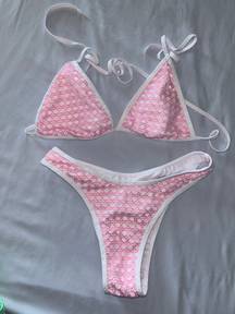 SheIn pink & white bikini set