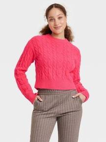 A New Day Size Large Pink Cable Knit Sweater