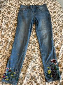 Flower Embroidered Jeans