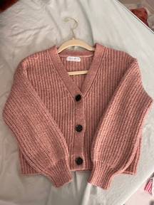 Cropped Pink Knit Cardigan