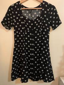 Forever 21 Black Floral Button Front Mini Dress