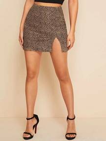 Split Dalmatian Print Mini Skirt 