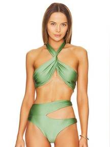 Jade Swim Helix Bikini Top in Basil Sheen