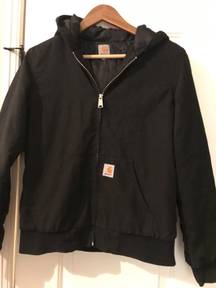 Carhartt Plaid Black Grey Coat Hooded Women Active Jacket Workwear S