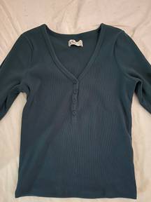 Hollister Dark Green Ribbed  Long Sleeve