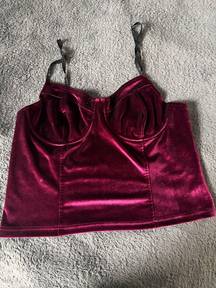 Cider Maroon Velvet Crop Top 