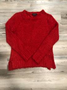 , small, red Christmas Holiday sweater, pit to pit is 17, length is 22