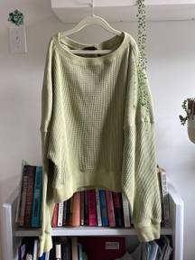 Boutique Green Waffle Knit Top