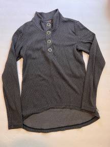 Pattern Black Gray Button Pullover Shirt Long Sleeve M Womens Outdoors