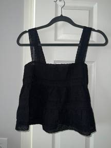 Black Cotton Lace Tank Top