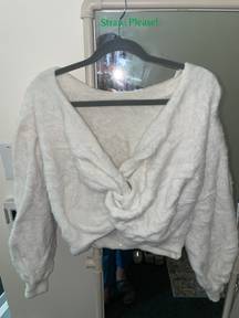 Reversible fuzzy white sweater