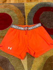 Under Armour Heat Gear Bright Neon Orange Athletic Workout Shorts Women’s XS