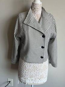 CAbi  Windowpane Plaid Blazer Moto Jacket