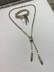 Women’s Gibson Series Signed Monet Necklace Chain / Bracelet Gold Tone Set