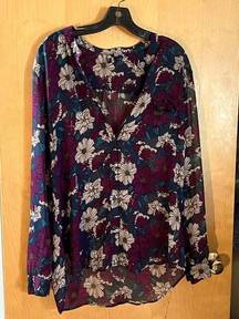 Sheer Blouse XL with flowers by