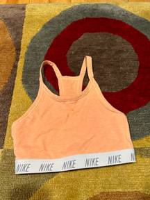 Nike Dri Fit Light Orange High Neck Logo Racerback Sports Bra Un-Padded Small