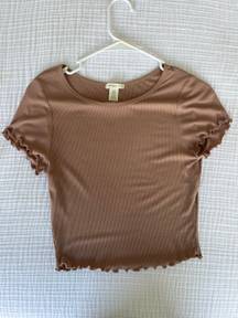 Tan Ruffle Tee