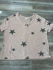 by Line Up NWOT size 2X/ peach with gray stars, oversized, pit to pit is 28, length is 28