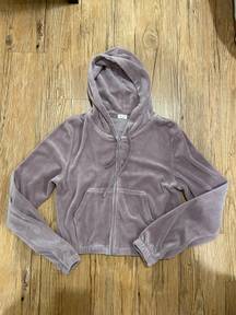 John Galt Purple Cropped Zip Up Hoodie