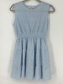 Velzera Mini Dress Light Blue Floral Embroidered Sleeveless Lined Size S