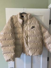 Oversized Shiny Tan/light Pink Puffer Jacket