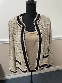 Jacket and Tank Top Tweed Sweater Set