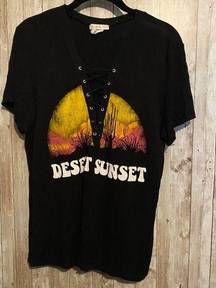 Atticute Braided Desert Sunset Black Outdoors Boho Graphic T-Shirt Size Medium