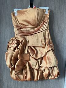 Strapless Gold Formal Dress