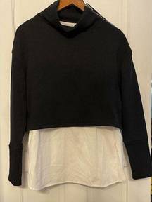 Paraphrase Cropped Sweatshirt~built In White Blouse Layered Look Women’s Large