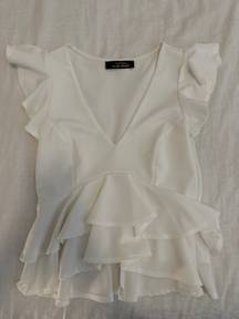 White Peplum Top