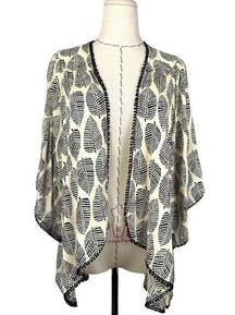 Ivy Jane Women's Leaf Print Open Front Bohemian Kimono Cardigan Size Large