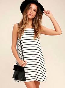 BB Dakota Lulus White & Black Striped Tank Dress