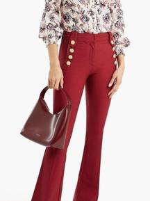 DEREK LAM 10 CROSBY Buton-embellished cotton-blend twill flared pants Brick 6