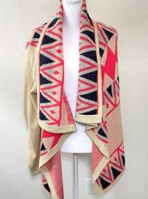 B Sharp Women's Aztec Mohair Blend Open Front Cardigan Size S