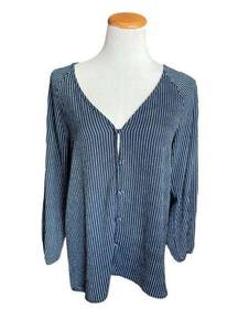 Womens The Impeccable Pig Pinstriped Button Down Top - Sz M