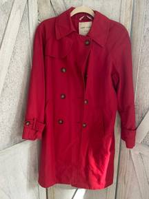 Sport Red trench long button up Coat Women size small