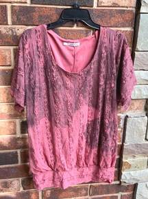 Maurice's  cranberry Rose Lacey lined Top Wm 1 (16/18)