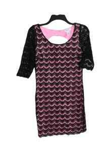 Candie’s Pink w Black Lace Overlay Dress w Back Cutout Juniors Large