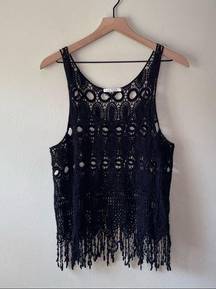 Active USA Active Crochet Tank in Black Size Small