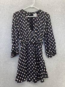 ZARA  Women's Romper Surplice Long Sleeve Black Size Small Polka Dot