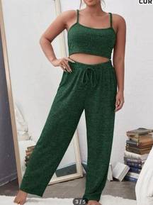 Lounge 2 piece green crop top matching pants  or pajama set size 3x