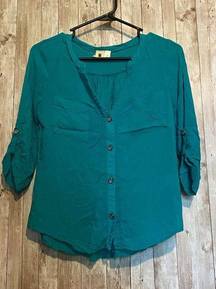 Needle & Thread Peacock Blue Work Casual Professional Shirt Size Small