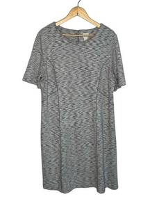 Chico's  Short Sleeve A Line Marled Texture Dress Womens 20 Grey White