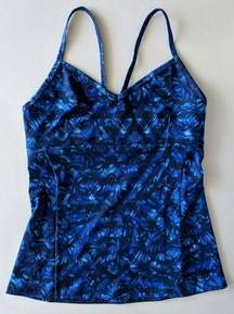 Alo Yoga Lure Long Bra Top Kaleidoscope Blue Fitted Stretch M NWOT